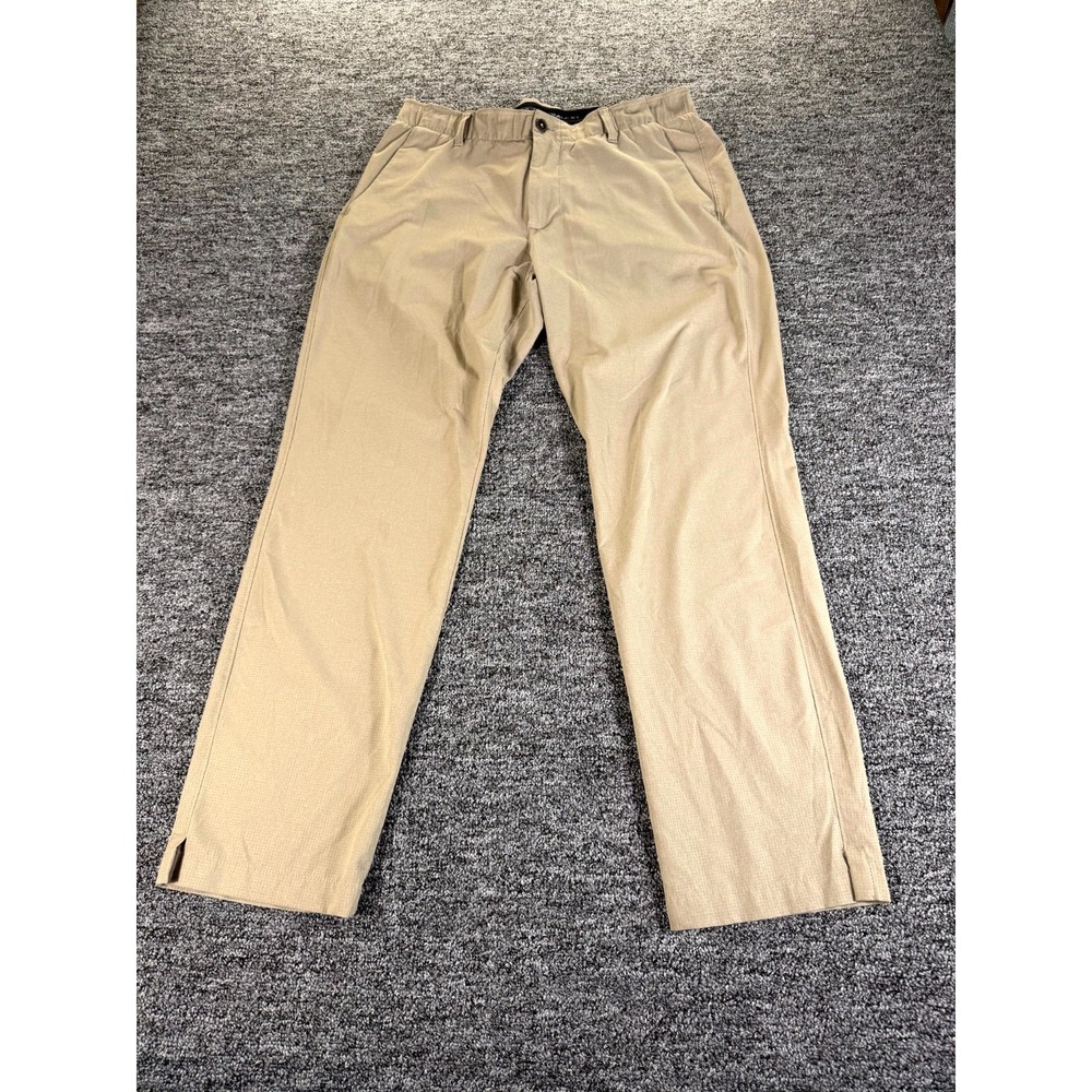 Under Armour Golf Airvent Pants Mens 34x30 Tan Flat Front Performance Ankle Slit